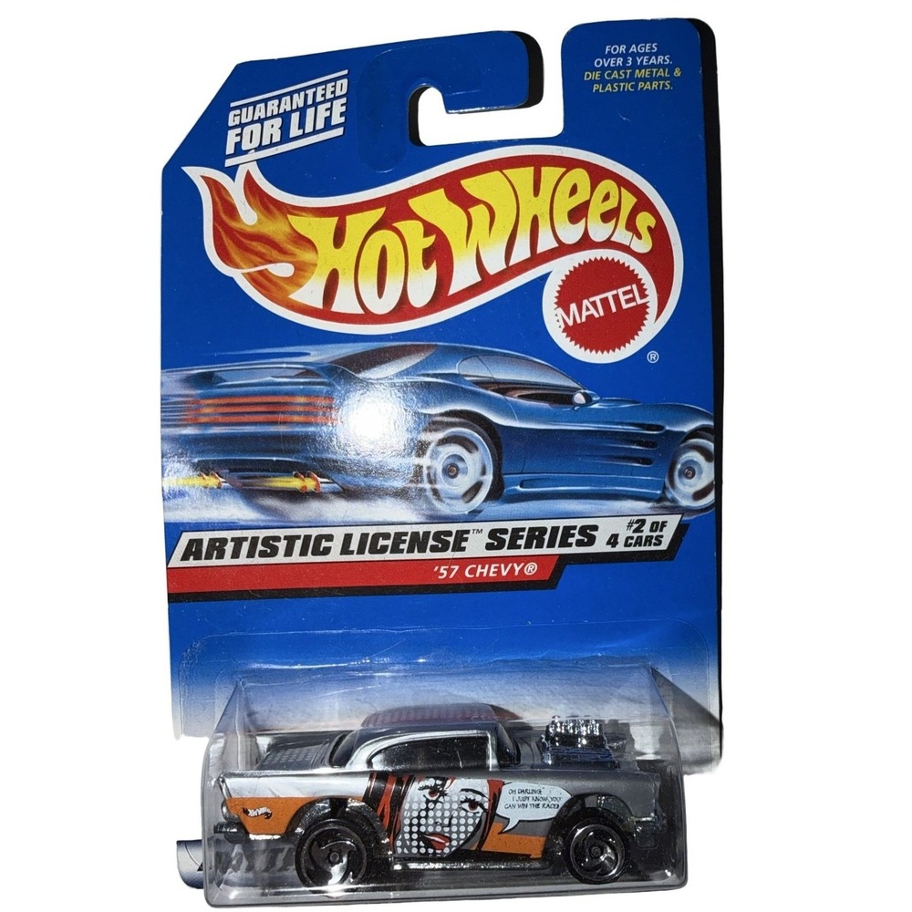 Hot Wheels 1998 Artistic License Series 57 Chevy Silver Pop Art Collector 730